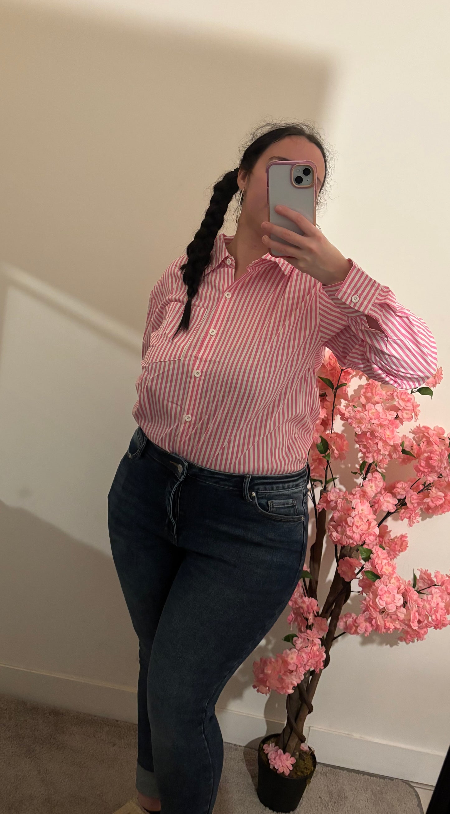 Chemise à rayure rose